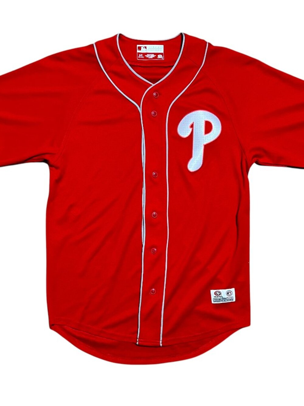 Philadelphia Phillies MLB TrueFan Button Up Baseball Jersey, Men's Small